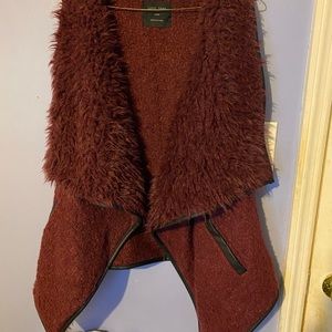 Love Tree Faux Fur Draped Vest